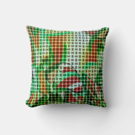 緑の曲がったテープのバスケットスタイル、サンゴ詳細 クッション