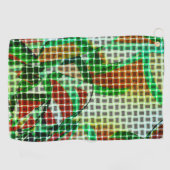 緑の曲がったテープのバスケットスタイル、サンゴ詳細 ゴルフタオル (横)