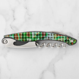 緑の曲がったテープのバスケットスタイル、サンゴ詳細 ソムリエナイフ