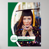 緑の曲線枠の写真卒業 ポスター (正面)
