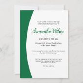 緑の曲線枠の写真卒業 招待状 (裏面)