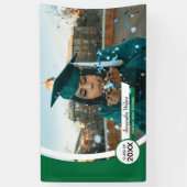 緑の曲線枠の写真卒業 横断幕 (縦)