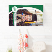 緑の曲線枠の写真卒業 横断幕 (インサイチュ)