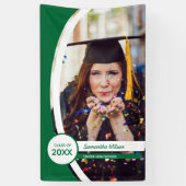 緑の曲線枠の写真卒業 横断幕 (縦)