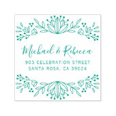 緑の書名結婚の差出人住所 セルフインキングスタンプ (デザイン)