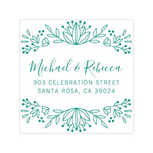 緑の書名結婚の差出人住所 セルフインキングスタンプ (デザイン)