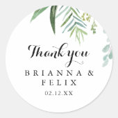 緑の書道ありがとう結婚式の引き出物 ラウンドシール (正面)