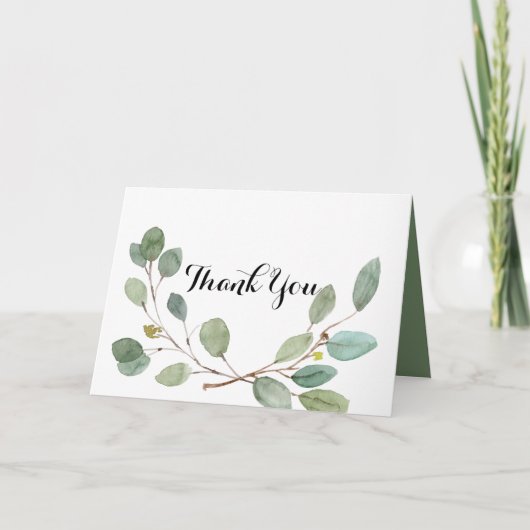 緑の書道が折り畳ま結婚れたサンキューカード サンキューカード (正面)