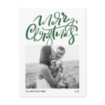 緑の書道モダン写真メリークリスマス