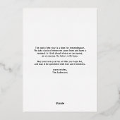 緑の書道モダン写真メリークリスマス 箔シーズンカード (裏面)