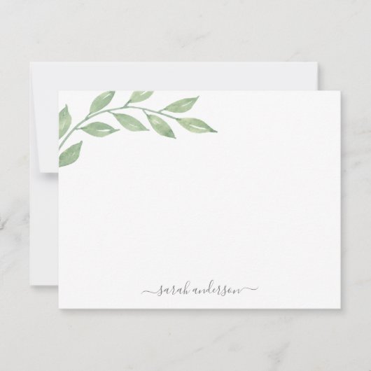 緑の書道文パーソナライズされた具 ノートカード (正面)