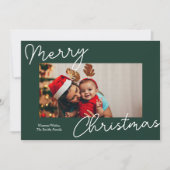 緑の書道楽しいクリスマスのモダン写真 シーズンカード (正面)