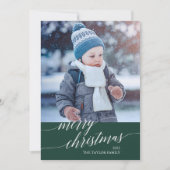 緑の書道楽エレガントしいクリスマス写真 シーズンカード (正面)