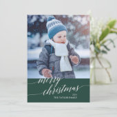 緑の書道楽エレガントしいクリスマス写真 シーズンカード (スタンド正面)