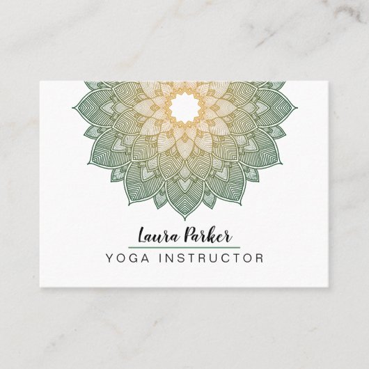 緑の曼荼羅のはす黙想のホリスティックのヨガ 名刺 (正面)