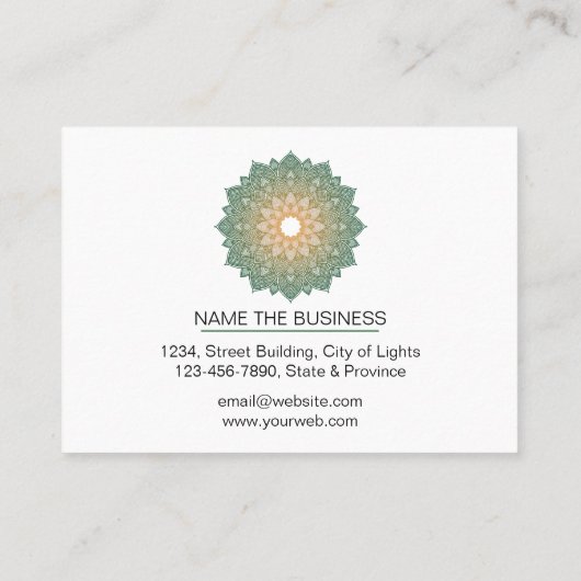 緑の曼荼羅のはす黙想のホリスティックのヨガ 名刺 (裏面)