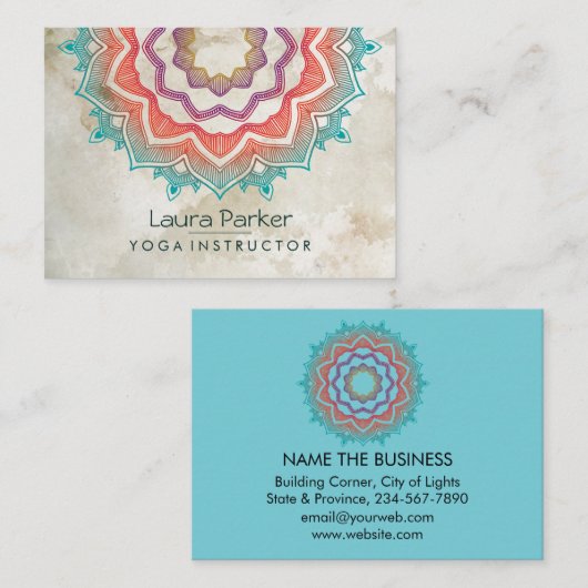 緑の曼荼羅の芸術のヨガのインストラクターのホリスティック 名刺 (正面/裏面)