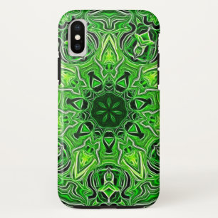 緑の曼荼羅パターン iPhone X ケース