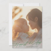 緑の最も幸せエレガントな写真のクリスマス シーズンカード (正面)