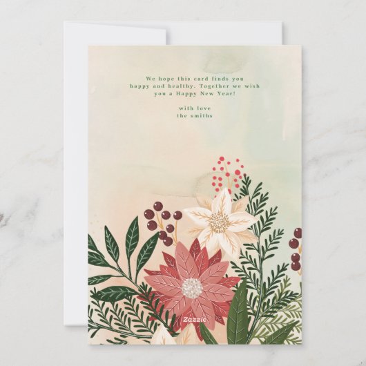 緑の最も幸せエレガントな写真のクリスマス シーズンカード (裏面)