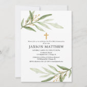 緑の最初の聖なる聖域の緑の金ゴールド葉 招待状 (正面)