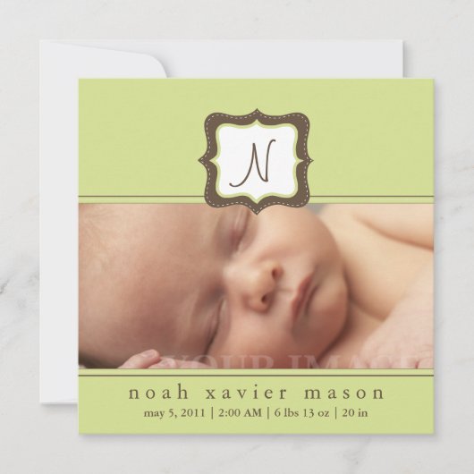 緑の最初の誕生の発表 案内状 (正面)