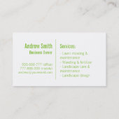 緑の最小主義の造園サービス、芝刈機 名刺 (裏面)