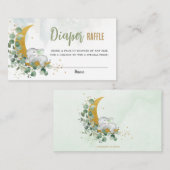 緑の月かわいい象ニュートラルおむつラッフル エンクロージャーカード (正面/裏面)