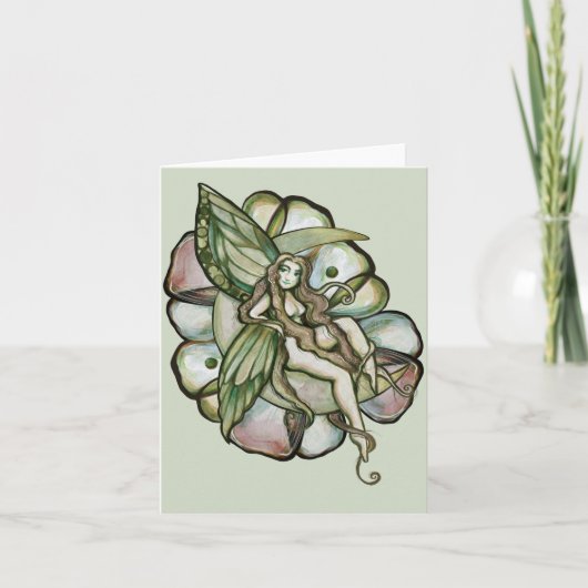 緑の月の妖精の花ムーンチャイルド妖精 カード (正面)