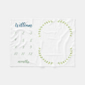 緑の月桂樹のパーソナライズなベビーのマイル標石の写真F フリースブランケット (正面(横))