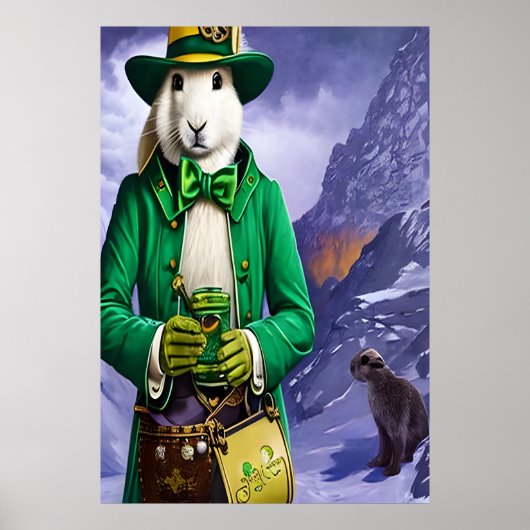 緑の服を着たウサギ | AIアートポスター ポスター (正面)