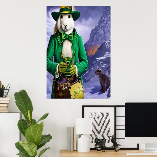 緑の服を着たウサギ | AIアートポスター ポスター (ホームオフィス)