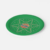 緑の木々のクリスマスサークル ペーパープレート (アングル)