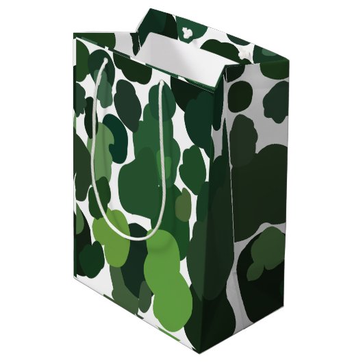 緑の木々モダン熱帯雨林パターン ミディアムペーパーバッグ (裏面アングル)