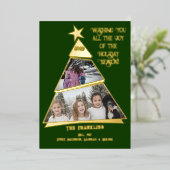 緑の木が傾いた楽しいモダンな写真 箔シーズンカード (立ち正面)