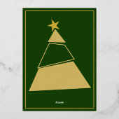 緑の木が傾いた楽しいモダンな写真 箔シーズンカード (裏面)