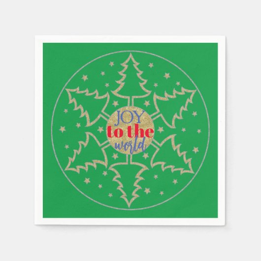 緑の木のクリスマスサークル スタンダードカクテルナプキン (正面)