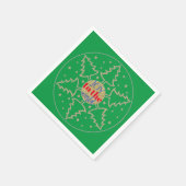 緑の木のクリスマスサークル スタンダードカクテルナプキン (角)
