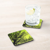 緑の木のシルエットのコルクのコースターセット コースター (右側)