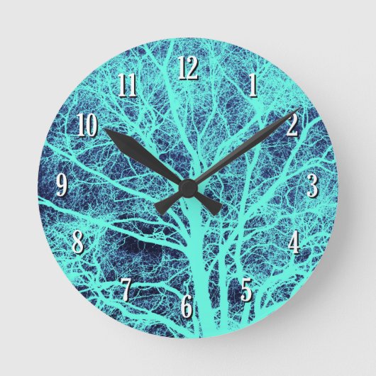 緑の木のシルエット ラウンド壁時計 (正面)