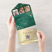 緑の木のランタン 結婚式 コード 照明  QRコード オールインワン招待状 (貼ってはがせる)