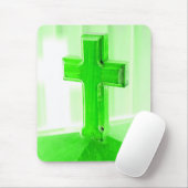 緑の木の十字の写真のイメージ教会 マウスパッド (マウス)