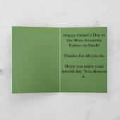 緑の木の幸せな父の日ほとんどの素晴らしい父 カード (内部)