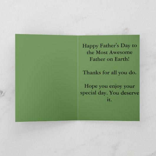 緑の木の幸せな父の日ほとんどの素晴らしい父 カード (内部)