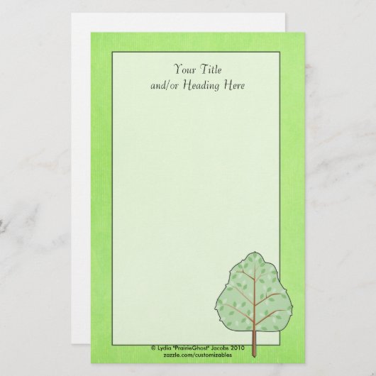 緑の木の文房具 便箋 (正面/裏面)