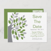 緑の木の日付のポストカードを保存！ 案内ポストカード (正面/裏面)
