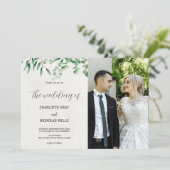 緑の木の離れ結婚式招待状と写真 招待状 (スタンド正面)