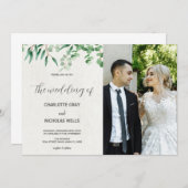 緑の木の離れ結婚式招待状と写真 招待状 (正面/裏面)