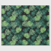 緑の木は植物パターンを去ります ラッピングペーパー (フラット)