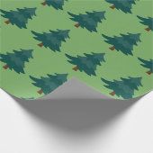 緑の木クリスマスと緑の背景パターン ラッピングペーパー (角)